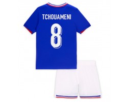 Frankrike Aurelien Tchouameni #8 Hemmatröja Barn EM 2024 Kortärmad (+ Korta byxor)