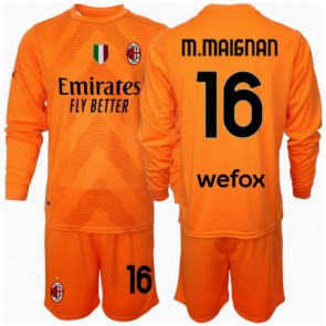 AC Milan Mike Maignan #16 Målvakt Bortatröja Barn 2024-25 Långärmad (+ Korta byxor)