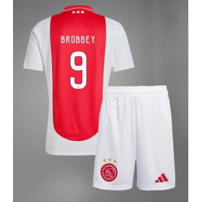Ajax Brian Brobbey #9 Hemmatröja Barn 2024-25 Kortärmad (+ Korta byxor)