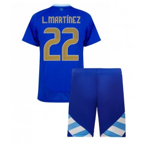 Argentina Lautaro Martinez #22 Bortatröja Barn Copa America 2024 Kortärmad (+ Korta byxor)