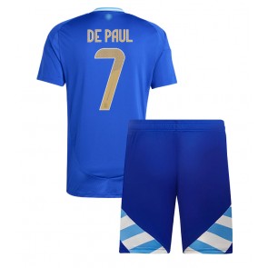 Argentina Rodrigo De Paul #7 Bortatröja Barn Copa America 2024 Kortärmad (+ Korta byxor)