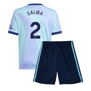 Arsenal William Saliba #2 Tredje Tröja Barn 2024-25 Kortärmad (+ Korta byxor)