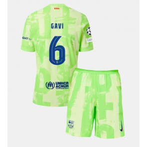 Barcelona Paez Gavi #6 Tredje Tröja Barn 2024-25 Kortärmad (+ Korta byxor)