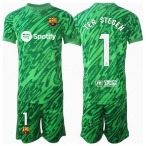 Barcelona Ter Stegen #1 Målvakt Bortatröja Barn 2024-25 Kortärmad (+ Korta byxor)