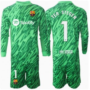 Barcelona Ter Stegen #1 Målvakt Bortatröja Barn 2024-25 Långärmad (+ Korta byxor)