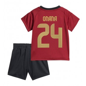 Belgien Amadou Onana #24 Hemmatröja Barn EM 2024 Kortärmad (+ Korta byxor)