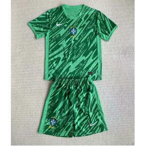 Brasilien Målvakt Hemmatröja Barn Copa America 2024 Kortärmad (+ Korta byxor)