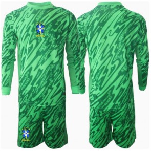 Brasilien Målvakt Hemmatröja Barn Copa America 2024 Långärmad (+ Korta byxor)