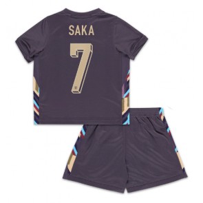England Bukayo Saka #7 Bortatröja Barn EM 2024 Kortärmad (+ Korta byxor)