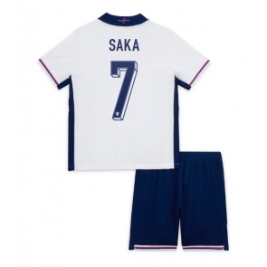 England Bukayo Saka #7 Hemmatröja Barn EM 2024 Kortärmad (+ Korta byxor)