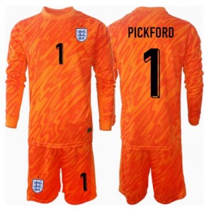 England Jordan Pickford #1 Målvakt Hemmatröja Barn EM 2024 Långärmad (+ Korta byxor)