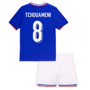 Frankrike Aurelien Tchouameni #8 Hemmatröja Barn EM 2024 Kortärmad (+ Korta byxor)
