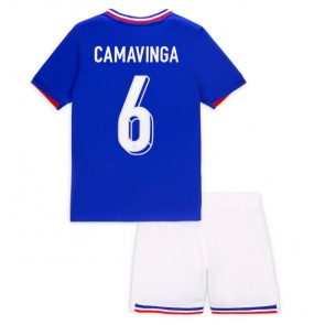 Frankrike Eduardo Camavinga #6 Hemmatröja Barn EM 2024 Kortärmad (+ Korta byxor)
