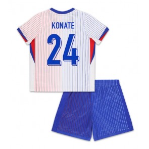 Frankrike Ibrahima Konate #24 Bortatröja Barn EM 2024 Kortärmad (+ Korta byxor)