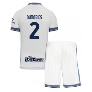 Inter Milan Denzel Dumfries #2 Bortatröja Barn 2024-25 Kortärmad (+ Korta byxor)