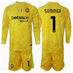 Inter Milan Yann Sommer #1 Målvakt Bortatröja Barn 2024-25 Långärmad (+ Korta byxor)