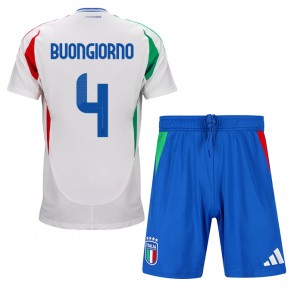 Italien Alessandro Buongiorno #4 Bortatröja Barn EM 2024 Kortärmad (+ Korta byxor)