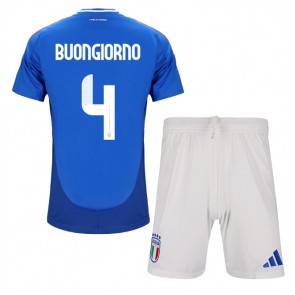 Italien Alessandro Buongiorno #4 Hemmatröja Barn EM 2024 Kortärmad (+ Korta byxor)