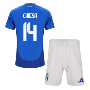 Italien Federico Chiesa #14 Hemmatröja Barn EM 2024 Kortärmad (+ Korta byxor)