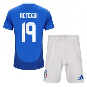 Italien Mateo Retegui #19 Hemmatröja Barn EM 2024 Kortärmad (+ Korta byxor)
