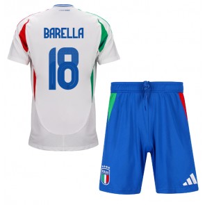 Italien Nicolo Barella #18 Bortatröja Barn EM 2024 Kortärmad (+ Korta byxor)