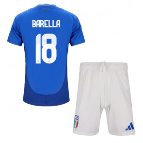 Italien Nicolo Barella #18 Hemmatröja Barn EM 2024 Kortärmad (+ Korta byxor)