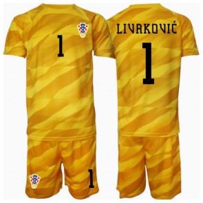 Kroatien Dominik Livakovic #1 Målvakt Hemmatröja Barn EM 2024 Kortärmad (+ Korta byxor)