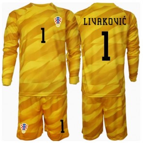 Kroatien Dominik Livakovic #1 Målvakt Hemmatröja Barn EM 2024 Långärmad (+ Korta byxor)
