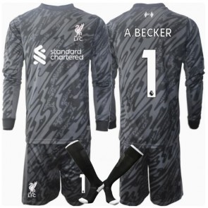 Liverpool Alisson Becker #1 Målvakt Hemmatröja Barn 2024-25 Långärmad (+ Korta byxor)