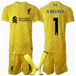Liverpool Alisson Becker #1 Målvakt Tredje Tröja Barn 2024-25 Kortärmad (+ Korta byxor)