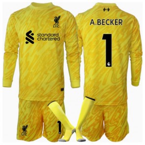 Liverpool Alisson Becker #1 Målvakt Tredje Tröja Barn 2024-25 Långärmad (+ Korta byxor)