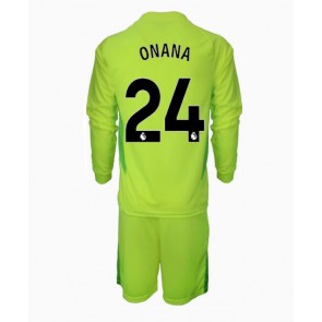 Manchester United Andre Onana #24 Målvakt Bortatröja Barn 2024-25 Långärmad (+ Korta byxor)