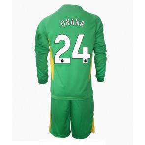 Manchester United Andre Onana #24 Målvakt Tredje Tröja Barn 2024-25 Långärmad (+ Korta byxor)