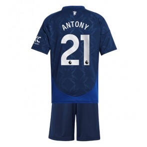 Manchester United Antony #21 Bortatröja Barn 2024-25 Kortärmad (+ Korta byxor)