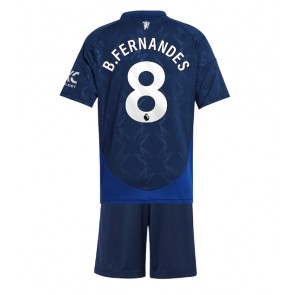 Manchester United Bruno Fernandes #8 Bortatröja Barn 2024-25 Kortärmad (+ Korta byxor)