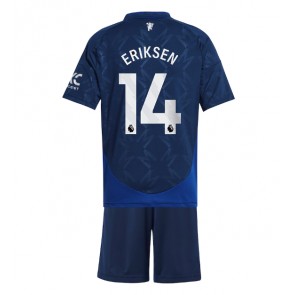 Manchester United Christian Eriksen #14 Bortatröja Barn 2024-25 Kortärmad (+ Korta byxor)