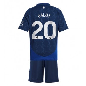 Manchester United Diogo Dalot #20 Bortatröja Barn 2024-25 Kortärmad (+ Korta byxor)