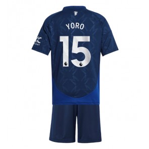 Manchester United Leny Yoro #15 Bortatröja Barn 2024-25 Kortärmad (+ Korta byxor)