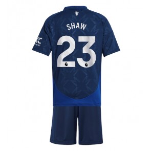 Manchester United Luke Shaw #23 Bortatröja Barn 2024-25 Kortärmad (+ Korta byxor)