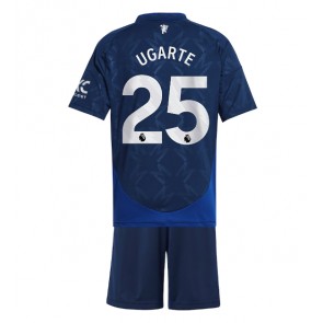 Manchester United Manuel Ugarte #25 Bortatröja Barn 2024-25 Kortärmad (+ Korta byxor)