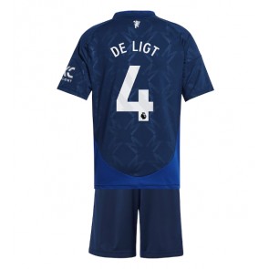 Manchester United Matthijs de Ligt #4 Bortatröja Barn 2024-25 Kortärmad (+ Korta byxor)