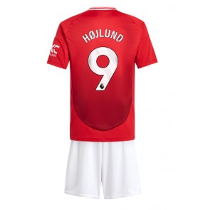 Manchester United Rasmus Hojlund #9 Hemmatröja Barn 2024-25 Kortärmad (+ Korta byxor)