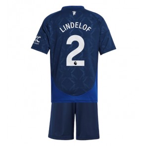 Manchester United Victor Lindelof #2 Bortatröja Barn 2024-25 Kortärmad (+ Korta byxor)