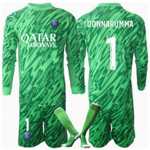 Paris Saint-Germain Gianluigi Donnarumma #1 Målvakt Hemmatröja Barn 2024-25 Långärmad (+ Korta byxor)