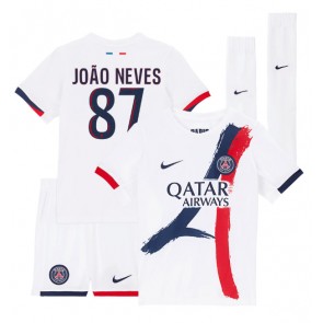 Paris Saint-Germain Joao Neves #87 Bortatröja Barn 2024-25 Kortärmad (+ Korta byxor)
