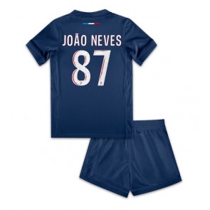 Paris Saint-Germain Joao Neves #87 Hemmatröja Barn 2024-25 Kortärmad (+ Korta byxor)