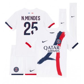 Paris Saint-Germain Nuno Mendes #25 Bortatröja Barn 2024-25 Kortärmad (+ Korta byxor)
