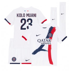 Paris Saint-Germain Randal Kolo Muani #23 Bortatröja Barn 2024-25 Kortärmad (+ Korta byxor)