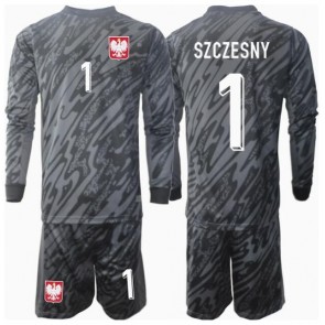 Polen Wojciech Szczesny #1 Målvakt Bortatröja Barn EM 2024 Långärmad (+ Korta byxor)
