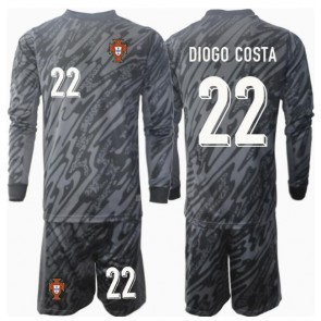 Portugal Diogo Costa #22 Målvakt Bortatröja Barn EM 2024 Långärmad (+ Korta byxor)